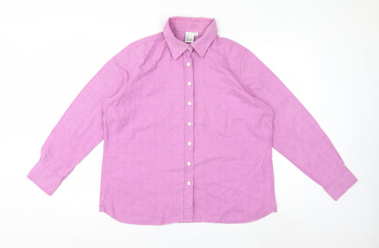 Oxford Shirt Co. Women's Pink Cotton Button-Up Shirt Size 18 Long Sleeve
