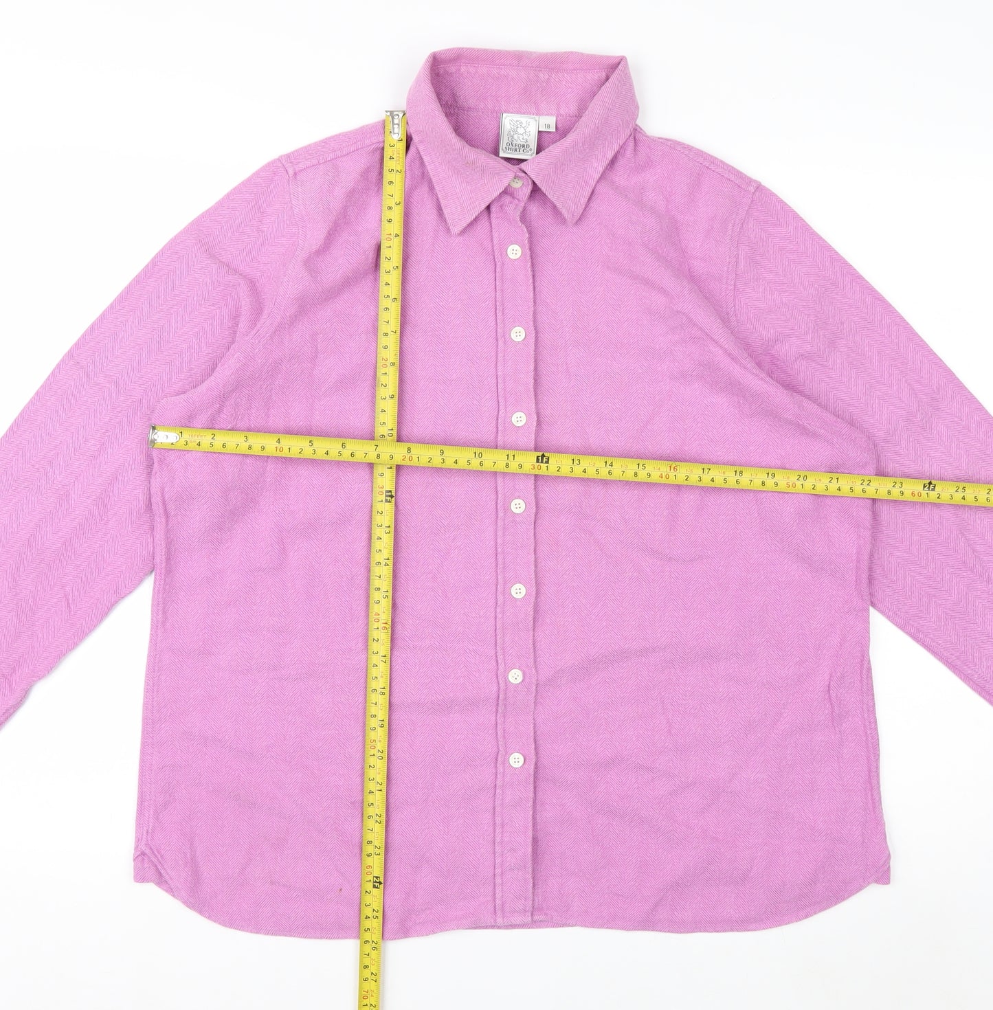 Oxford Shirt Co. Women's Pink Cotton Button-Up Shirt Size 18 Long Sleeve