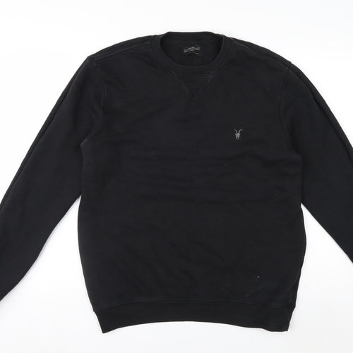 AllSaints Men's Black Cotton Crew Neck Sweatshirt Medium