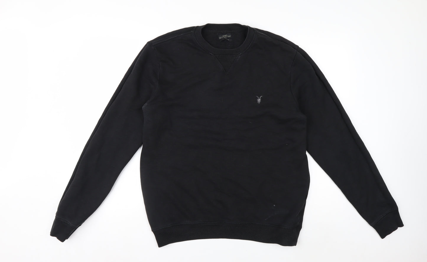 AllSaints Men's Black Cotton Crew Neck Sweatshirt Medium