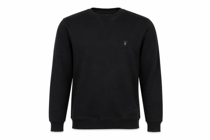 AllSaints Men's Black Cotton Crew Neck Sweatshirt Medium