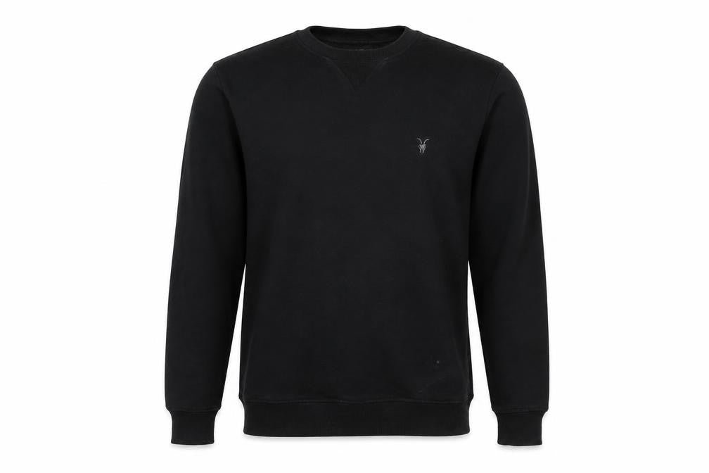 AllSaints Men's Black Cotton Crew Neck Sweatshirt Medium