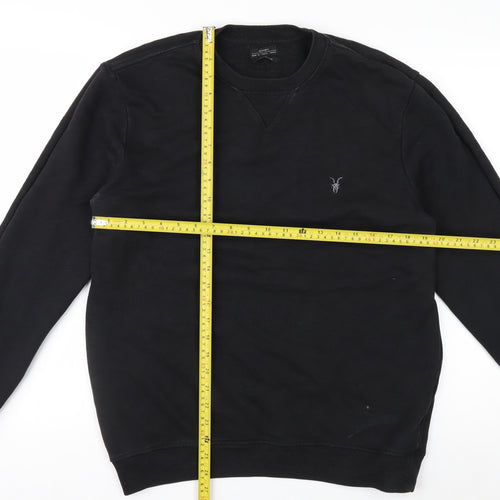 AllSaints Men's Black Cotton Crew Neck Sweatshirt Medium