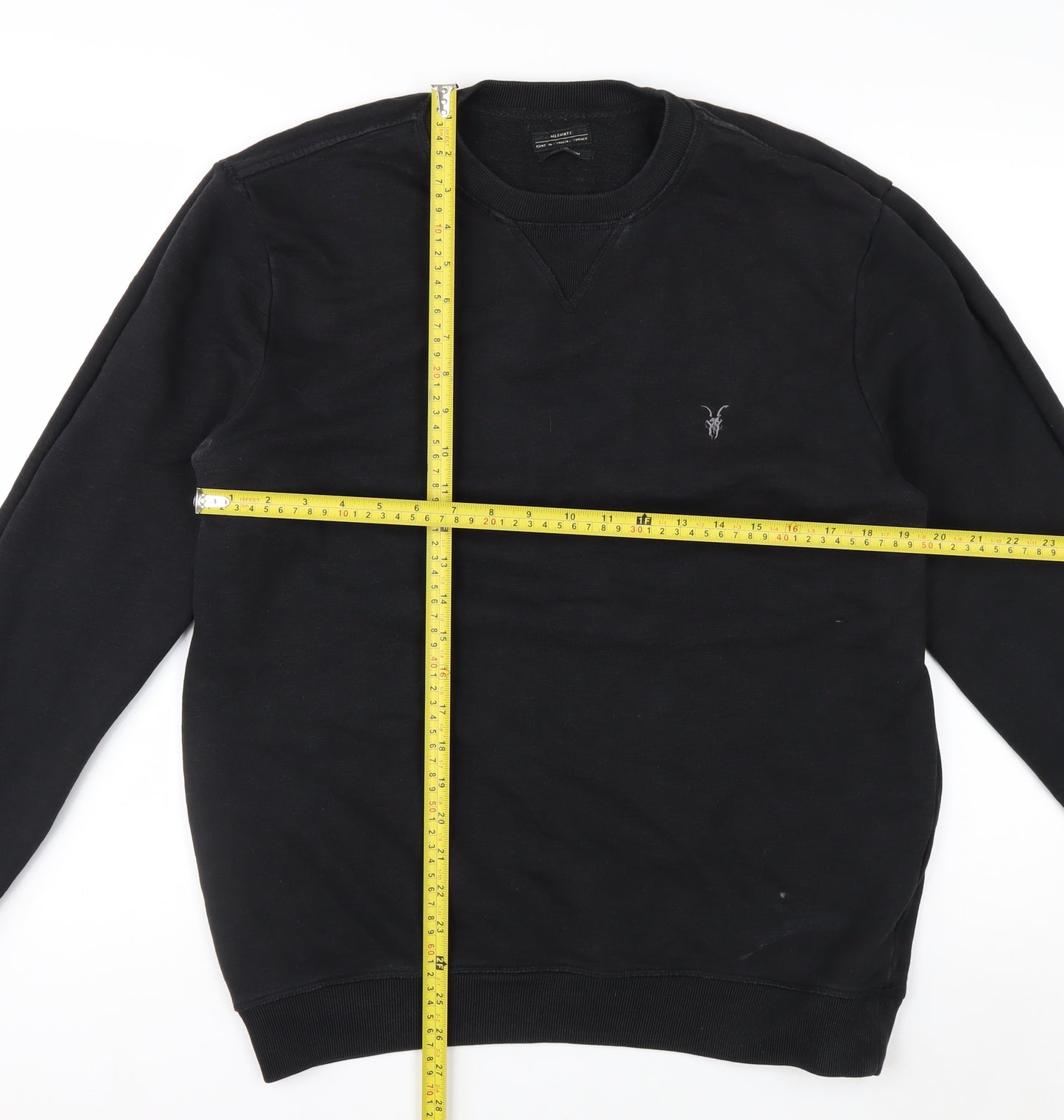 AllSaints Men's Black Cotton Crew Neck Sweatshirt Medium