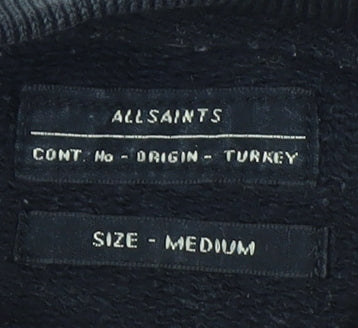 AllSaints Men's Black Cotton Crew Neck Sweatshirt Medium