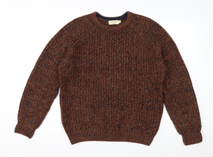 PG Field Men's Brown Chunky Knit Acrylic Pullover Jumper Size M