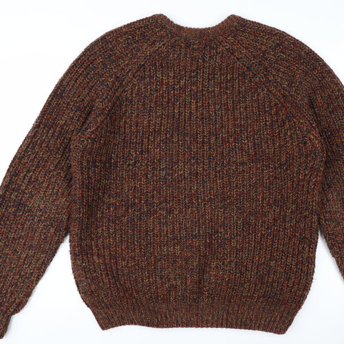 PG Field Men's Brown Chunky Knit Acrylic Pullover Jumper Size M