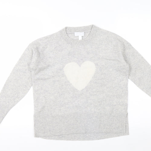The White Company Womens Grey Small Cashmere Heart Jumper