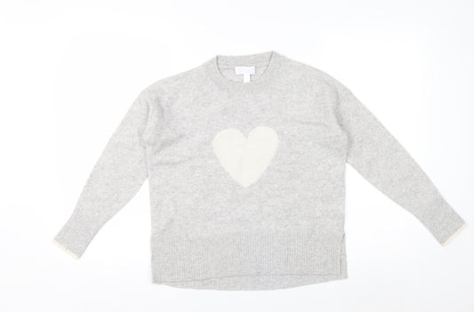 The White Company Womens Grey Small Cashmere Heart Jumper
