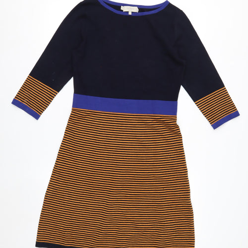 Hobbs Women's Multicoloured A-Line Knit Dress UK 10 Boat Neck