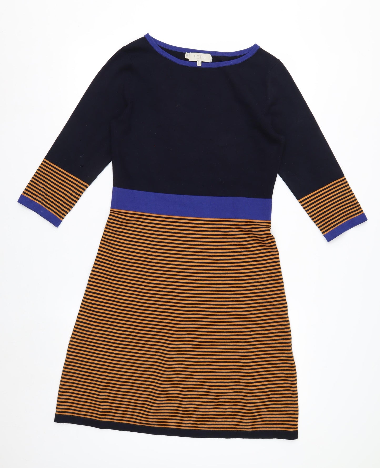 Hobbs Women's Multicoloured A-Line Knit Dress UK 10 Boat Neck