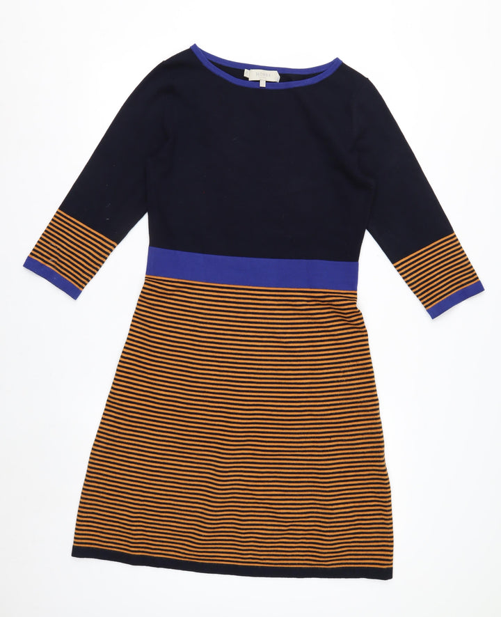 Hobbs Women's Multicoloured A-Line Knit Dress UK 10 Boat Neck