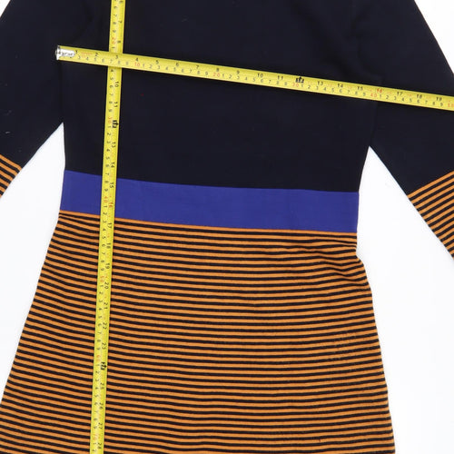 Hobbs Women's Multicoloured A-Line Knit Dress UK 10 Boat Neck