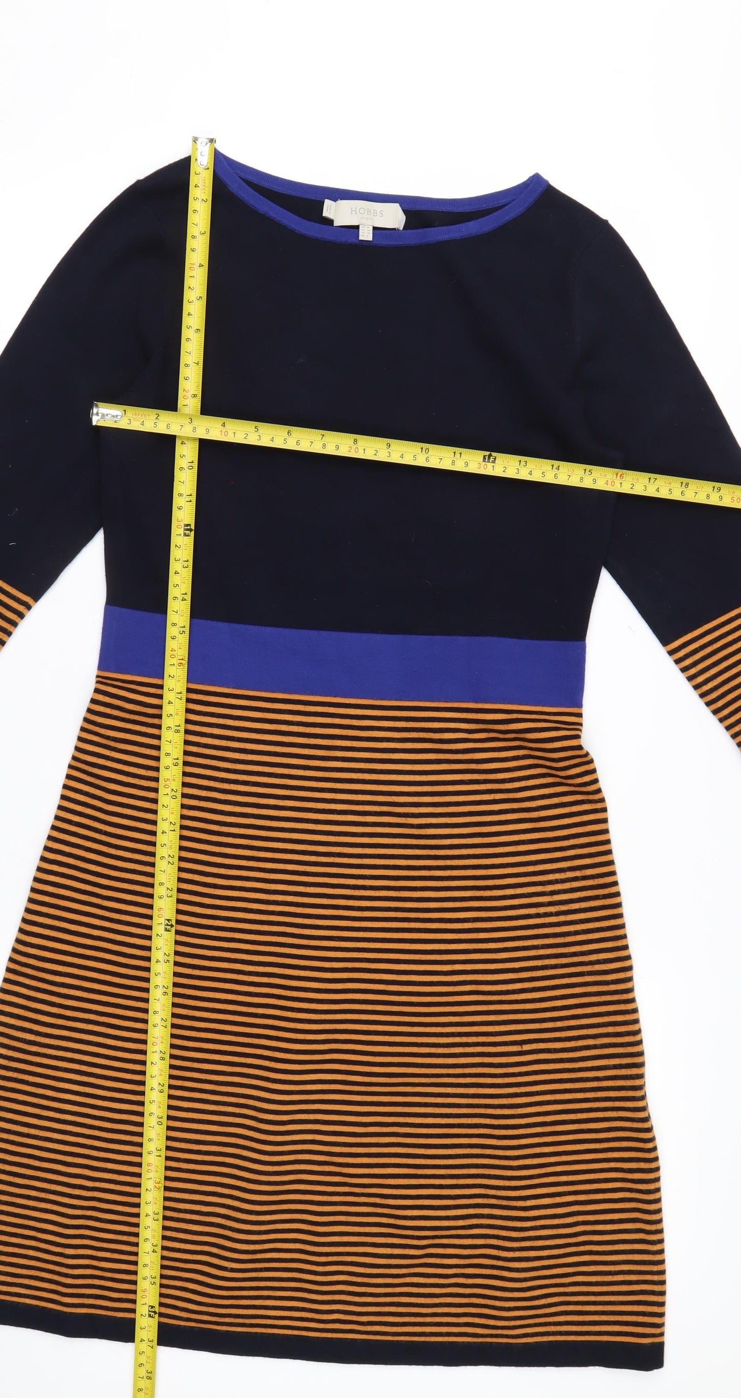 Hobbs Women's Multicoloured A-Line Knit Dress UK 10 Boat Neck