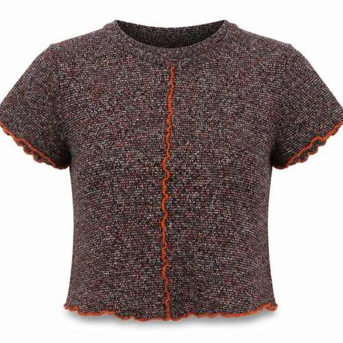 Zara Trafaluc Women's Multicoloured Cropped Knit T-Shirt Size 10