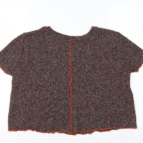 Zara Trafaluc Women's Multicoloured Cropped Knit T-Shirt Size 10