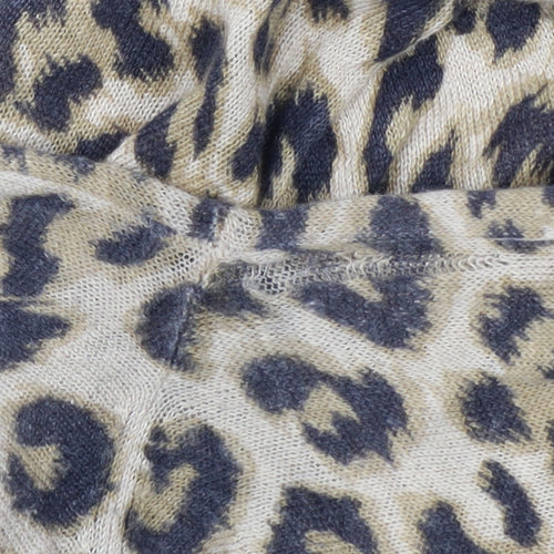 Whistles Women Beige Leopard Print Linen V-Neck Jumper Size S