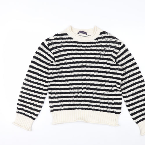 Marks and Spencer Womens Black White Striped Knit Jumper XS