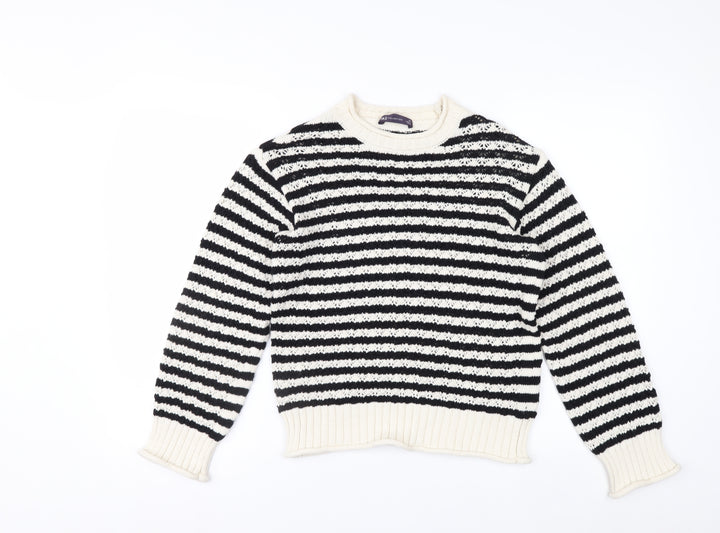 Marks and Spencer Womens Black White Striped Knit Jumper XS