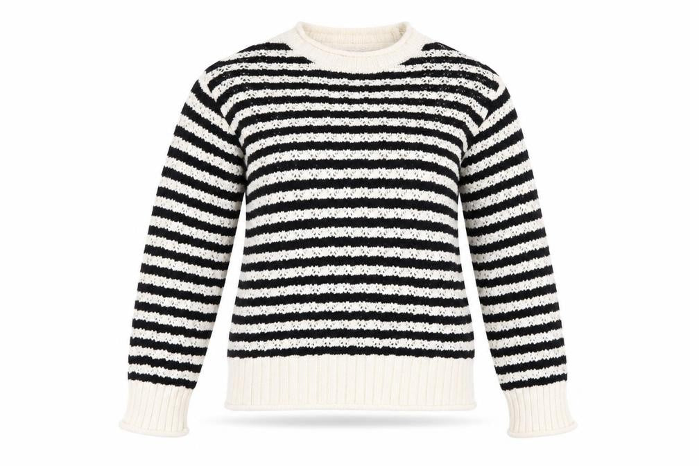 Marks and Spencer Womens Black White Striped Knit Jumper XS