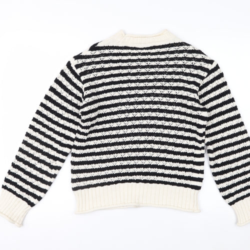 Marks and Spencer Womens Black White Striped Knit Jumper XS