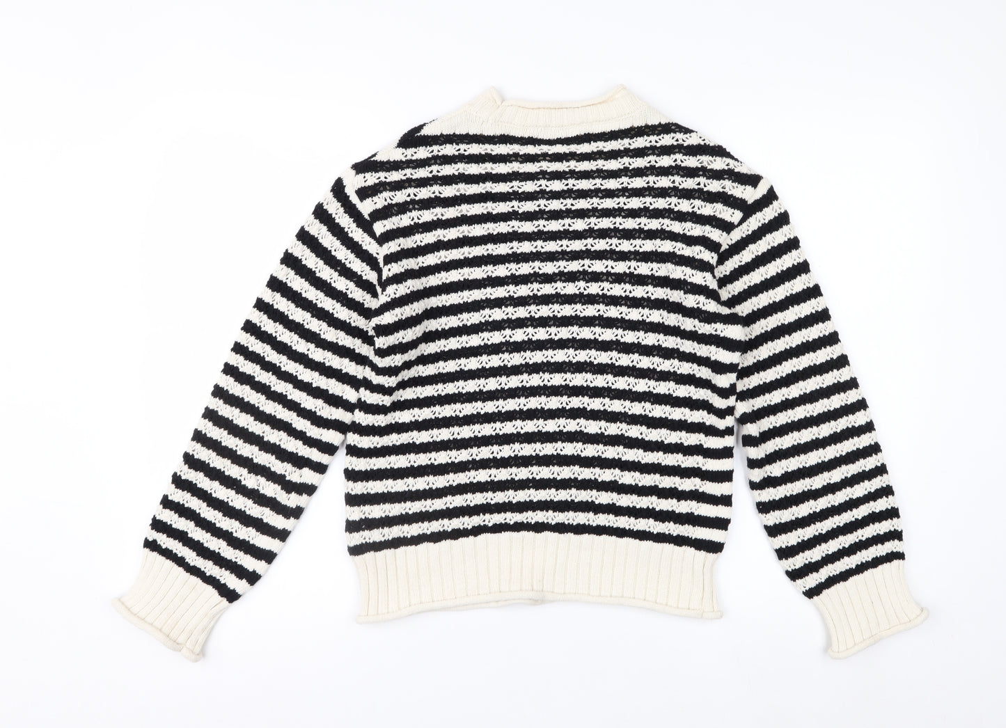 Marks and Spencer Womens Black White Striped Knit Jumper XS