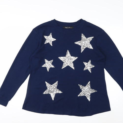 M&Co Women’s Blue Sequin Star Jumper UK 16 Long Sleeve Pullover