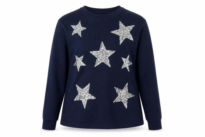 M&Co Women’s Blue Sequin Star Jumper UK 16 Long Sleeve Pullover