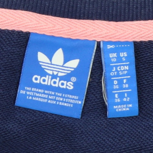 Adidas Womens Navy Pink Logo Crew Neck Sweatshirt Size 10