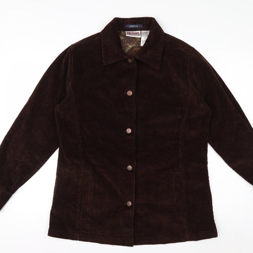 Bill Blass Womens Brown Corduroy Button-Up Shirt Jacket Size M