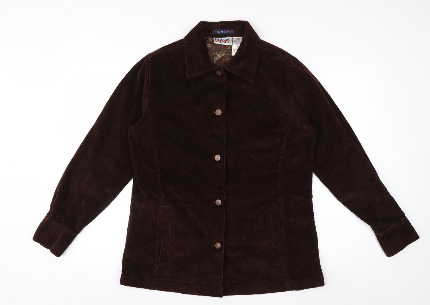 Bill Blass Womens Brown Corduroy Button-Up Shirt Jacket Size M