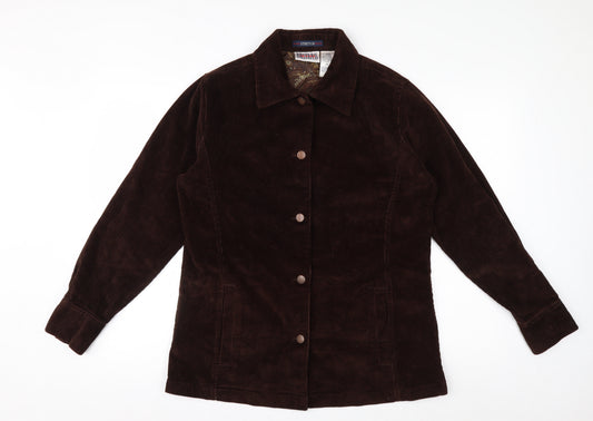 Bill Blass Womens Brown Corduroy Button-Up Shirt Jacket Size M