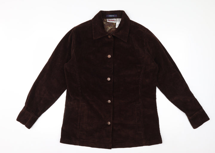 Bill Blass Womens Brown Corduroy Button-Up Shirt Jacket Size M