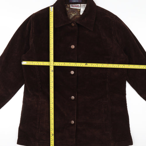 Bill Blass Womens Brown Corduroy Button-Up Shirt Jacket Size M