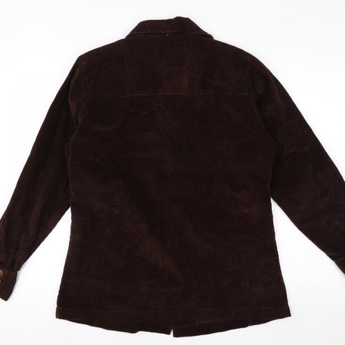 Bill Blass Womens Brown Corduroy Button-Up Shirt Jacket Size M