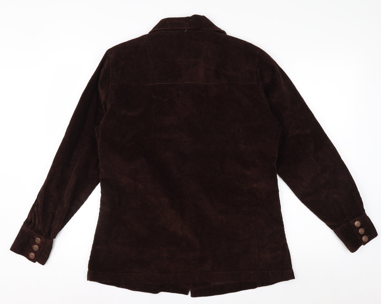 Bill Blass Womens Brown Corduroy Button-Up Shirt Jacket Size M