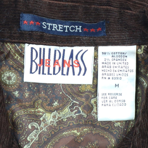 Bill Blass Womens Brown Corduroy Button-Up Shirt Jacket Size M