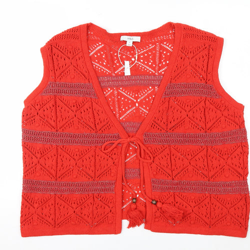 Marks and Spencer Women’s Red Open-Knit Sleeveless Vest XL