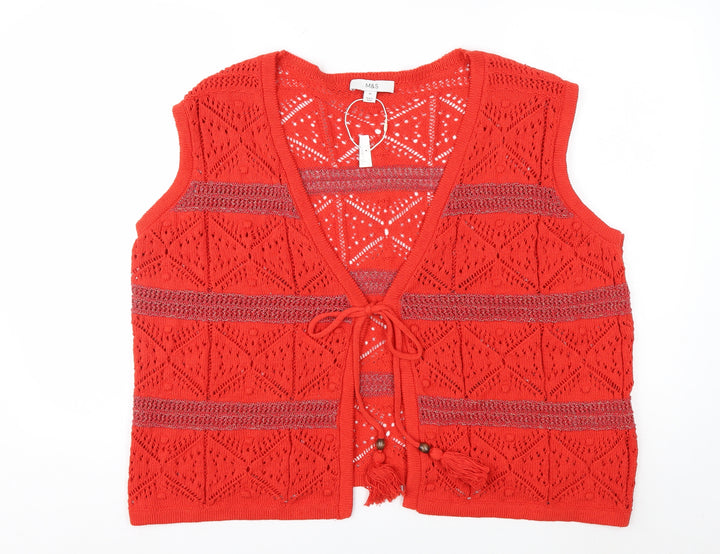 Marks and Spencer Women’s Red Open-Knit Sleeveless Vest XL