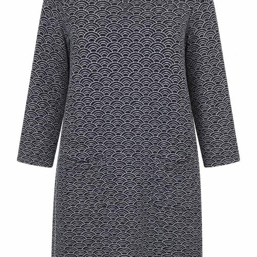 White Stuff Women Black Geometric Cotton Shift Dress UK 14