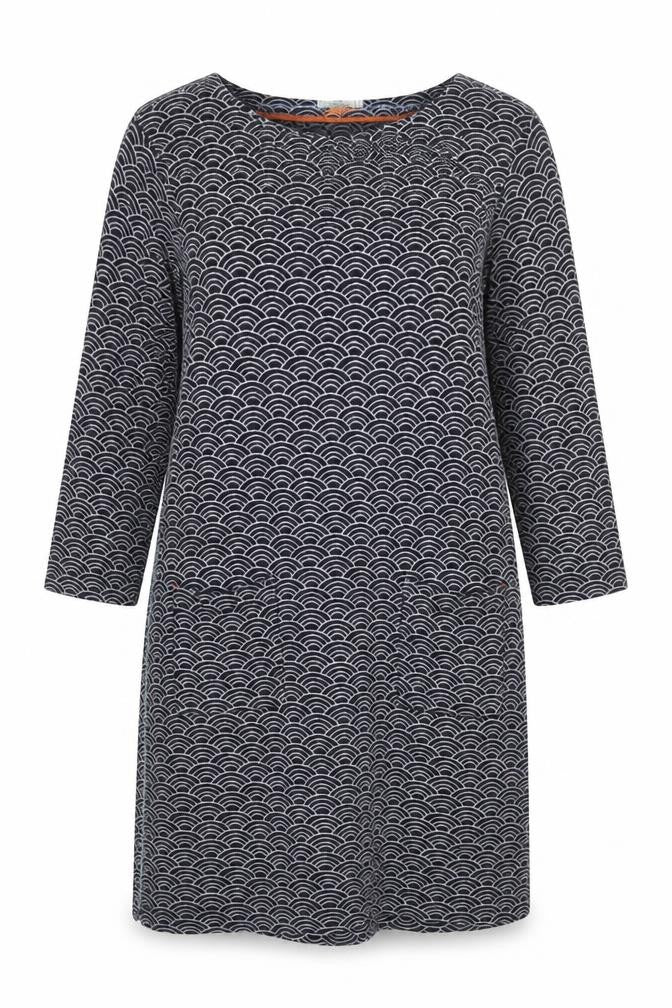 White Stuff Women Black Geometric Cotton Shift Dress UK 14