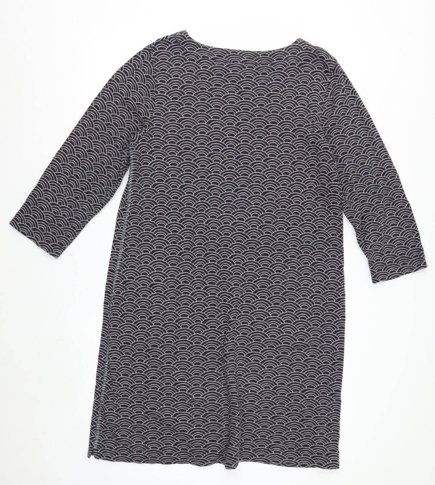 White Stuff Women Black Geometric Cotton Shift Dress UK 14