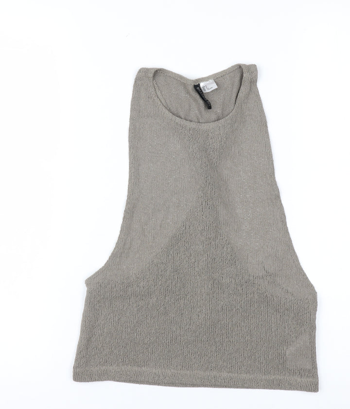 H&M Divided Women's Grey Cropped Knit Tank Top Size S