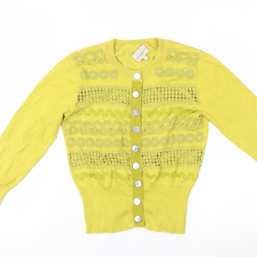 Karen Millen Women's Yellow Cotton Knit Cardigan Size S