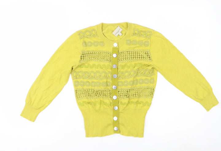Karen Millen Women's Yellow Cotton Knit Cardigan Size S