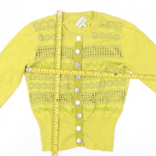 Karen Millen Women's Yellow Cotton Knit Cardigan Size S