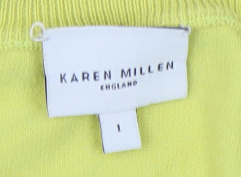 Karen Millen Women's Yellow Cotton Knit Cardigan Size S