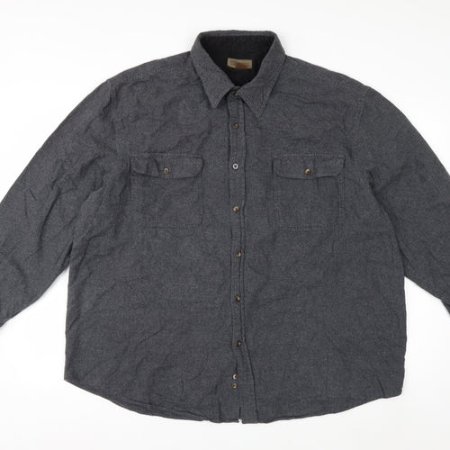 Faded Glory Men's Grey 2XL Flannel Cotton Long Sleeve Button Up Shirt