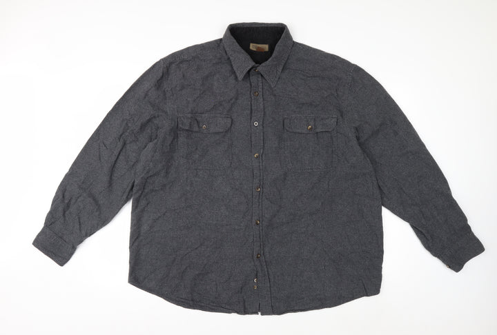 Faded Glory Men's Grey 2XL Flannel Cotton Long Sleeve Button Up Shirt