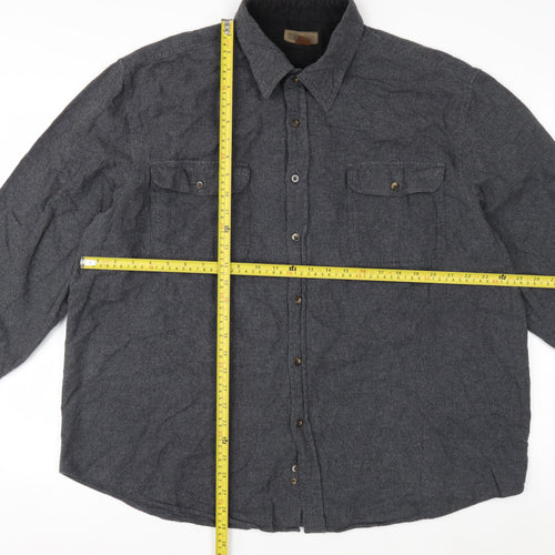 Faded Glory Men's Grey 2XL Flannel Cotton Long Sleeve Button Up Shirt